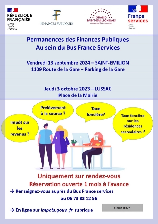 Permanences des Finances Publiques en septembre et octobre 2024