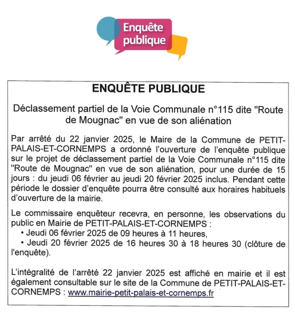 Enquête publique du 6 au 20 février 2025